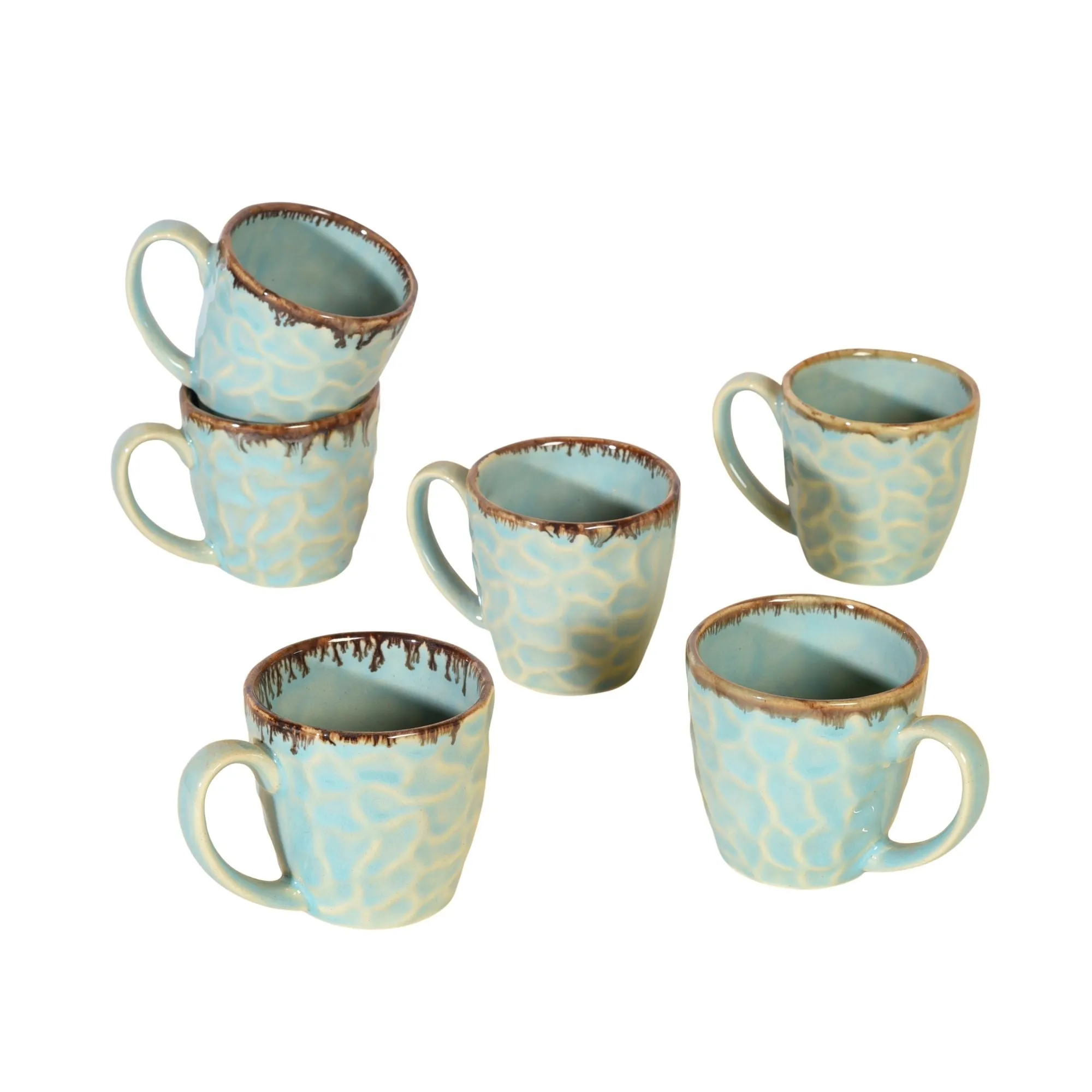 Teal Cuts Tea Cups (Set of 6