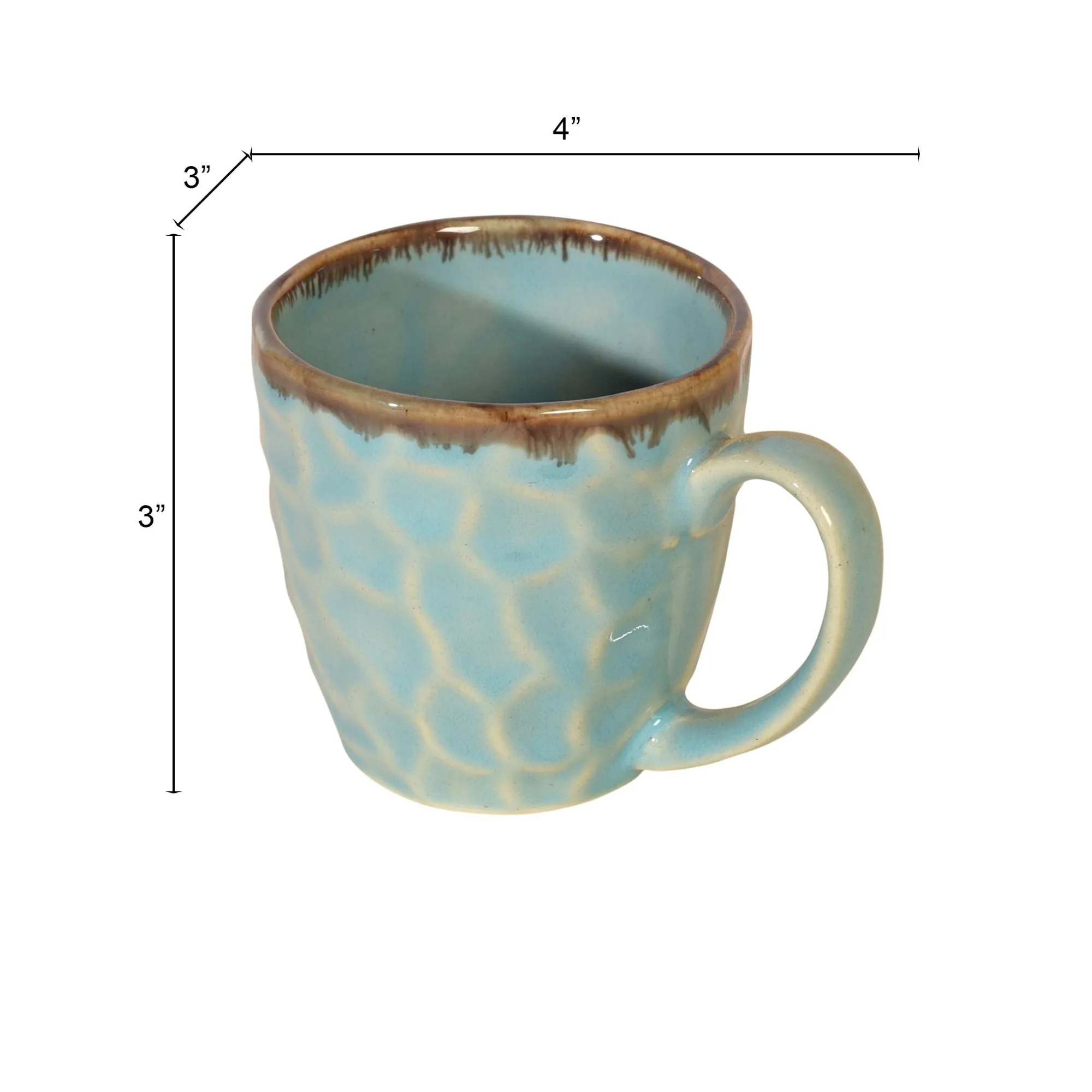 Teal Cuts Tea Cups (Set of 6