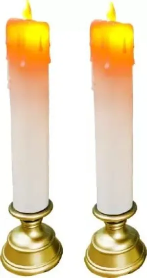 The Decor Affair "Luminous Flameless LED Candle Pillar Set - 27cm Height, Pack of 2 - White & Orange