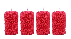 The Decor Affair Set of 4 Rose Designer Pillar Scented Candles - Captivating Aroma and Luxurious Longevity.