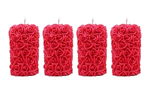 The Decor Affair Set of 4 Rose Designer Pillar Scented Candles - Captivating Aroma and Luxurious Longevity.