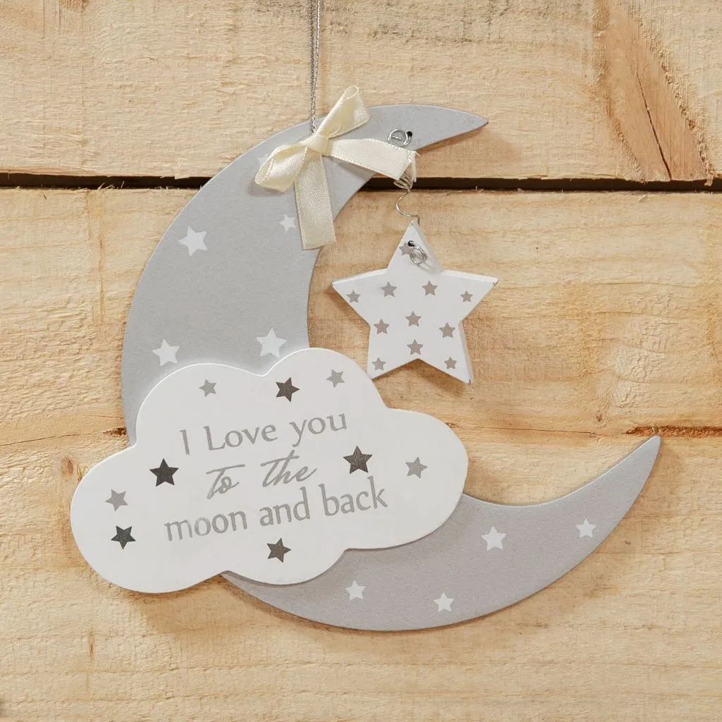 Twinkle Twinkle Moon & Star Baby Hanging Plaque