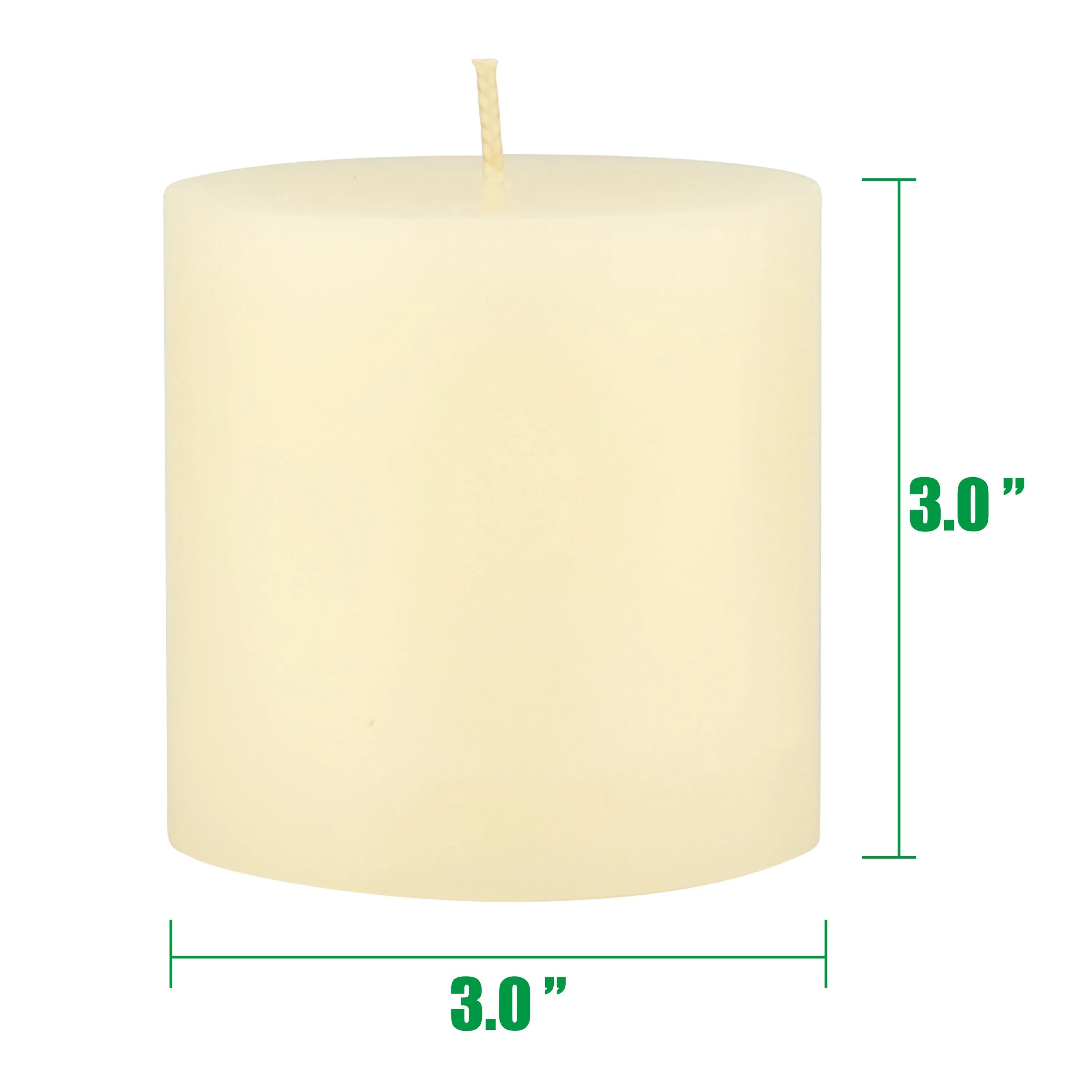 Unscented 3" x 3" 1-Wick Ivory Pillar Candles, 6 Pack, White