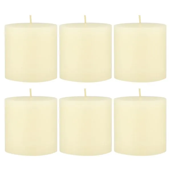 Unscented 3" x 3" 1-Wick Ivory Pillar Candles, 6 Pack, White