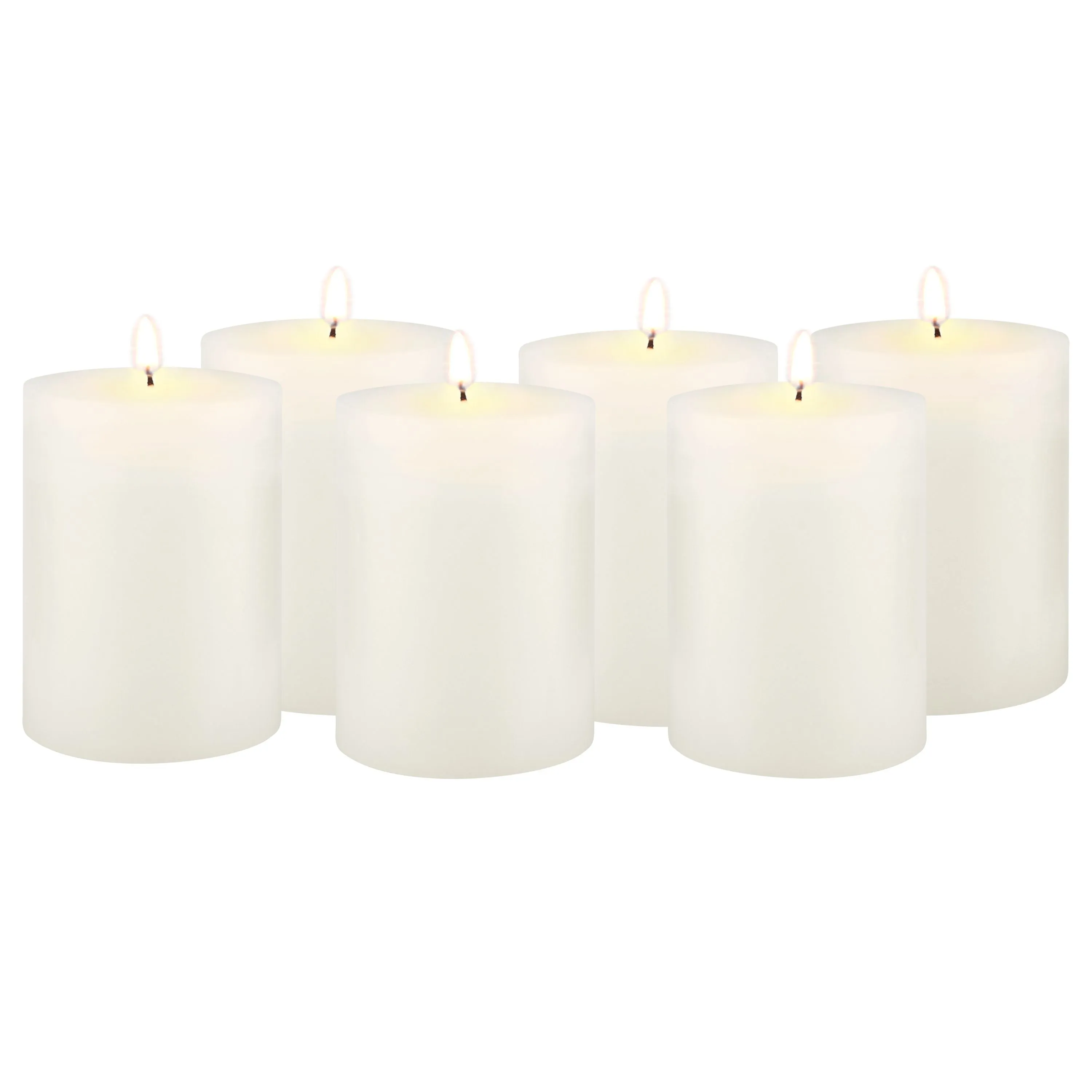 Unscented 3" x 4" 1-Wick White Pillar Candles, 6 Pack, White (WS)