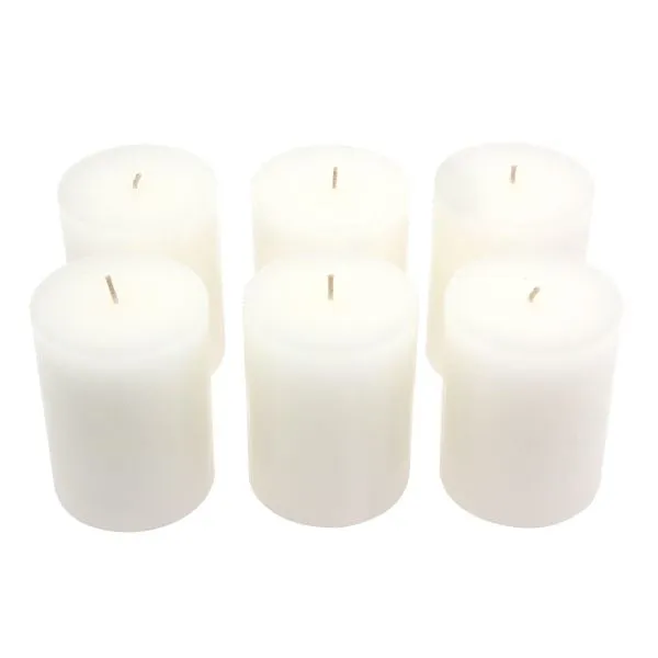 Unscented 3" x 4" 1-Wick White Pillar Candles, 6 Pack, White (WS)