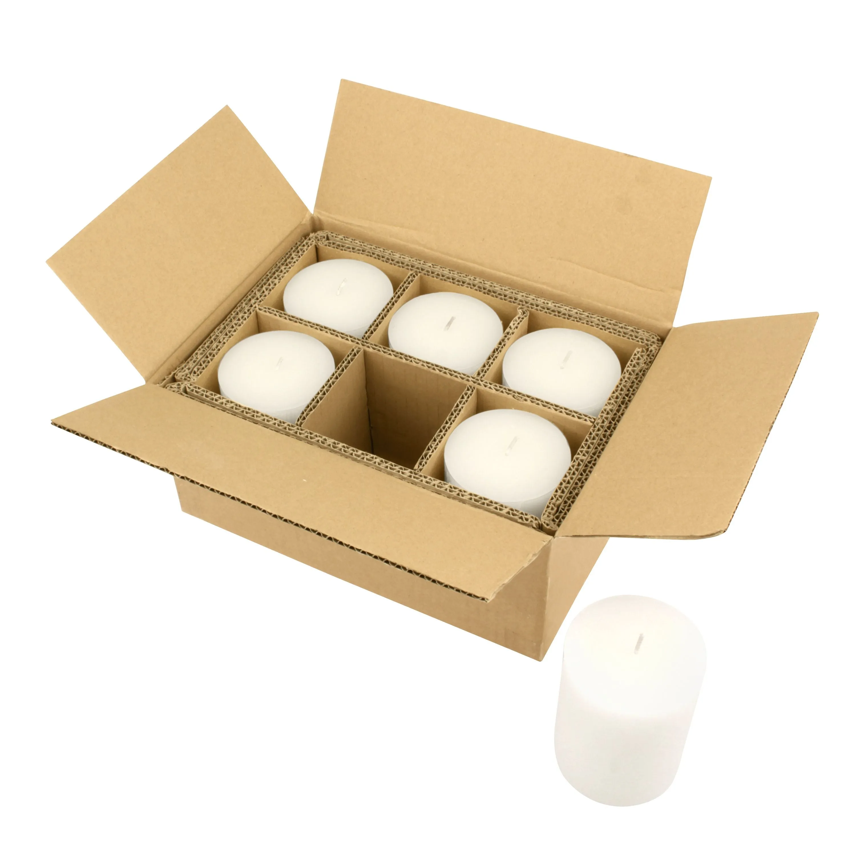 Unscented 3" x 4" 1-Wick White Pillar Candles, 6 Pack, White (WS)