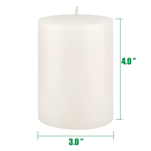 Unscented 3" x 4" 1-Wick White Pillar Candles, 6 Pack, White (WS)