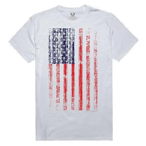 USA Flag Memorial Day Patriotic T-Shirts Tees White 100% Cotton Unisex