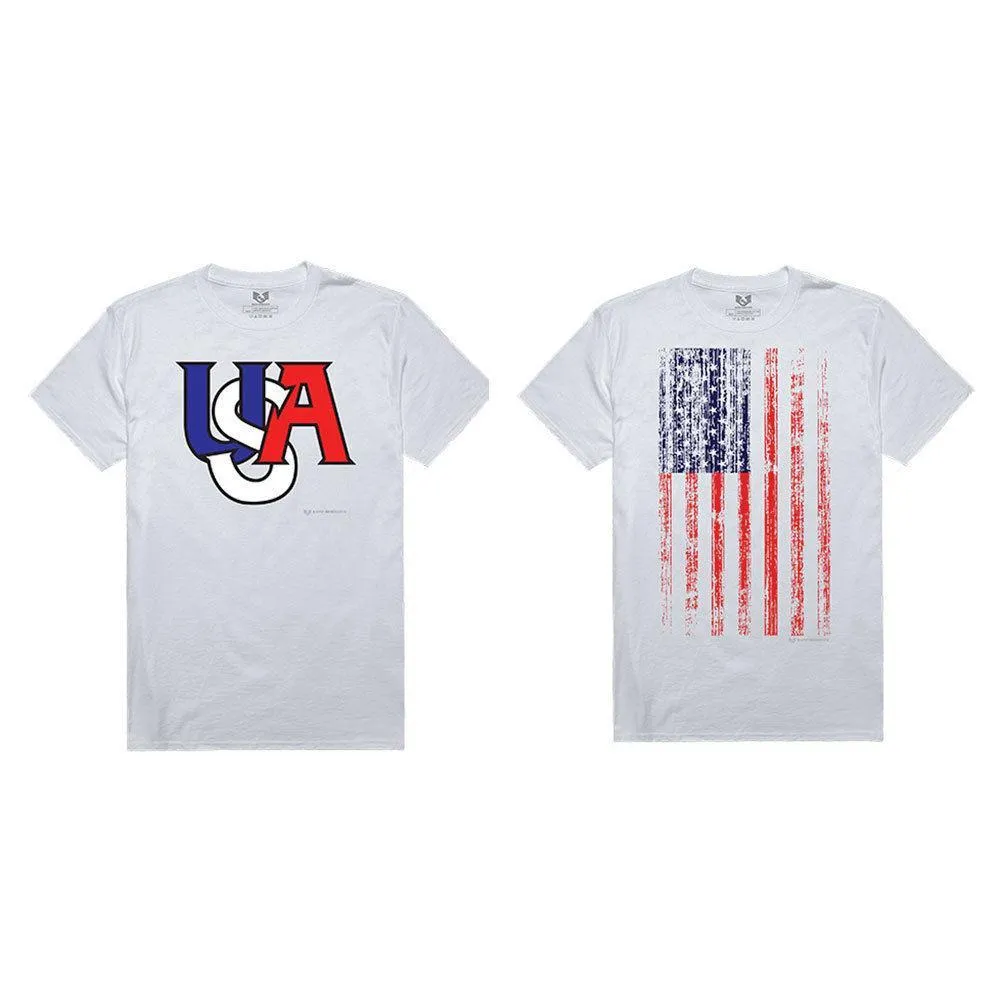 USA Flag Memorial Day Patriotic T-Shirts Tees White 100% Cotton Unisex